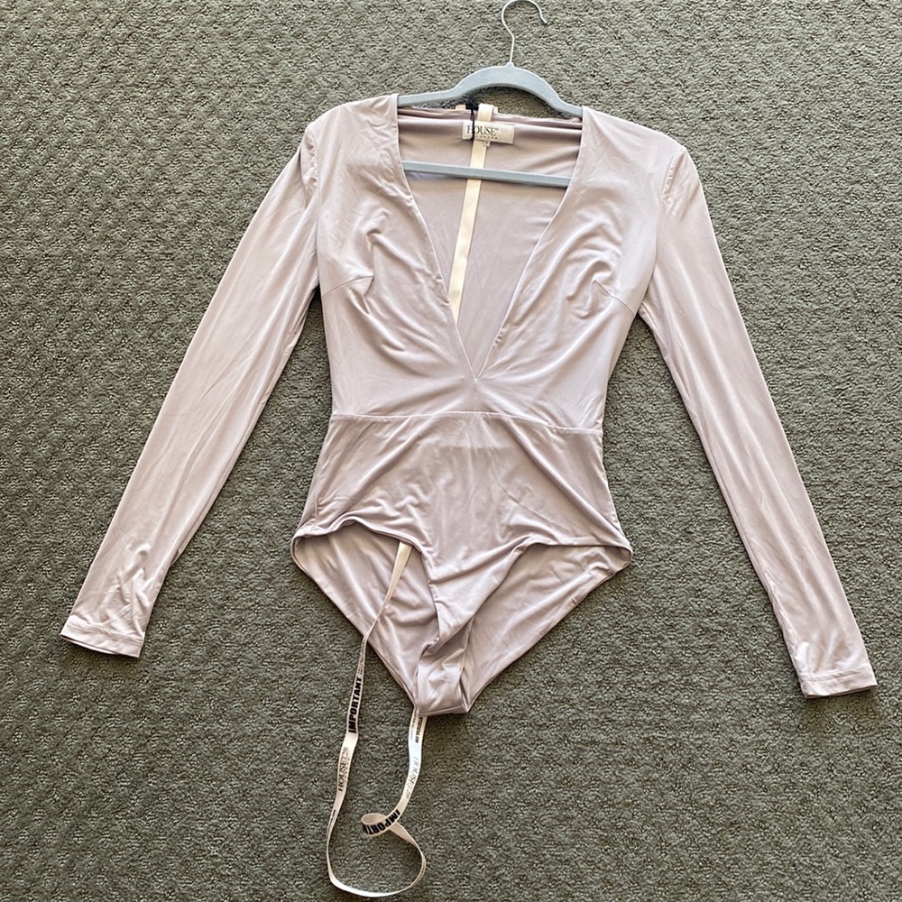 House Of CB ‘Lorenza’ Mink Stretchy Jersey Bodysuit, Size S